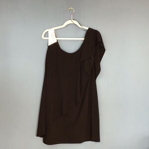 Dressbarn Brown One Shoulder A-Line Dress for Cocktail